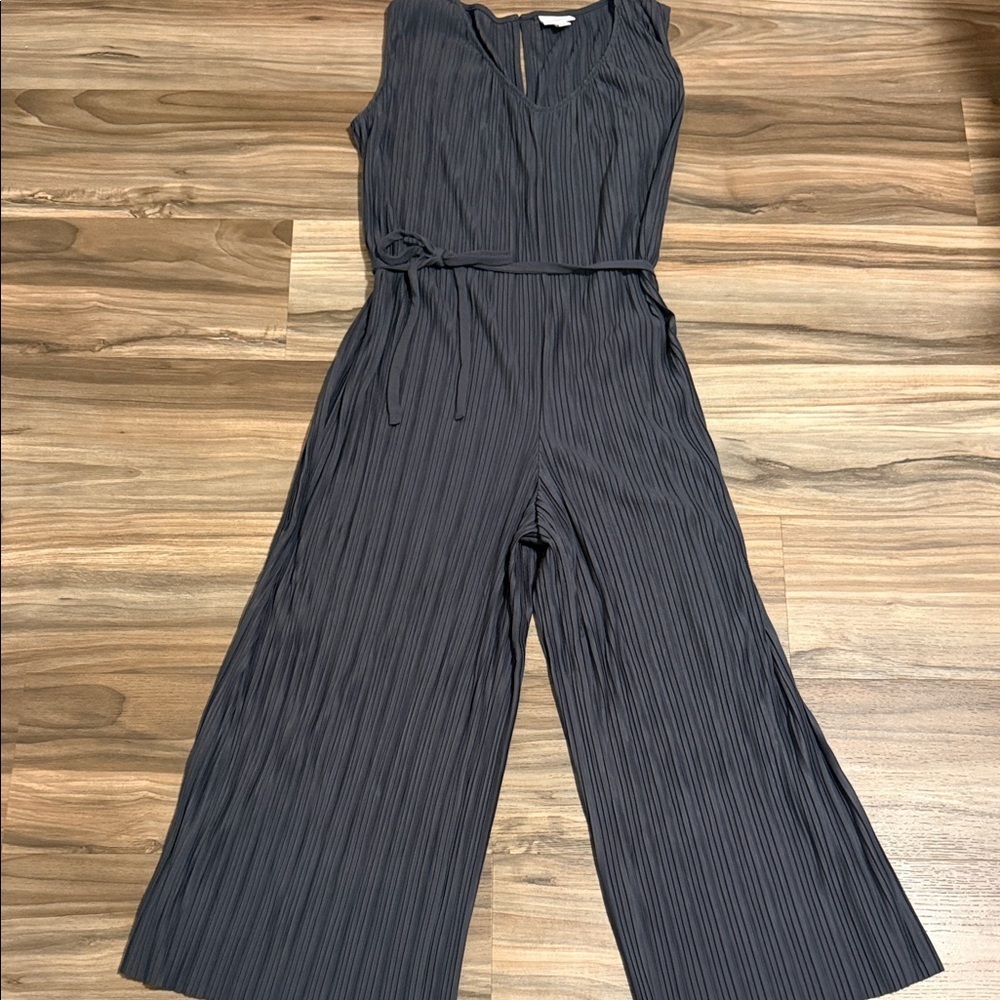 J.Jill PureJill Elements Pleated Knit Jumpsuit Black Pearl Gray Women’s Sz. M